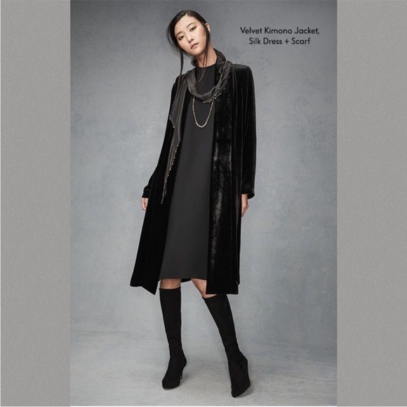 Eileen Fisher Black Velvet Kimono Jacket NWT - Picture 1 of 12